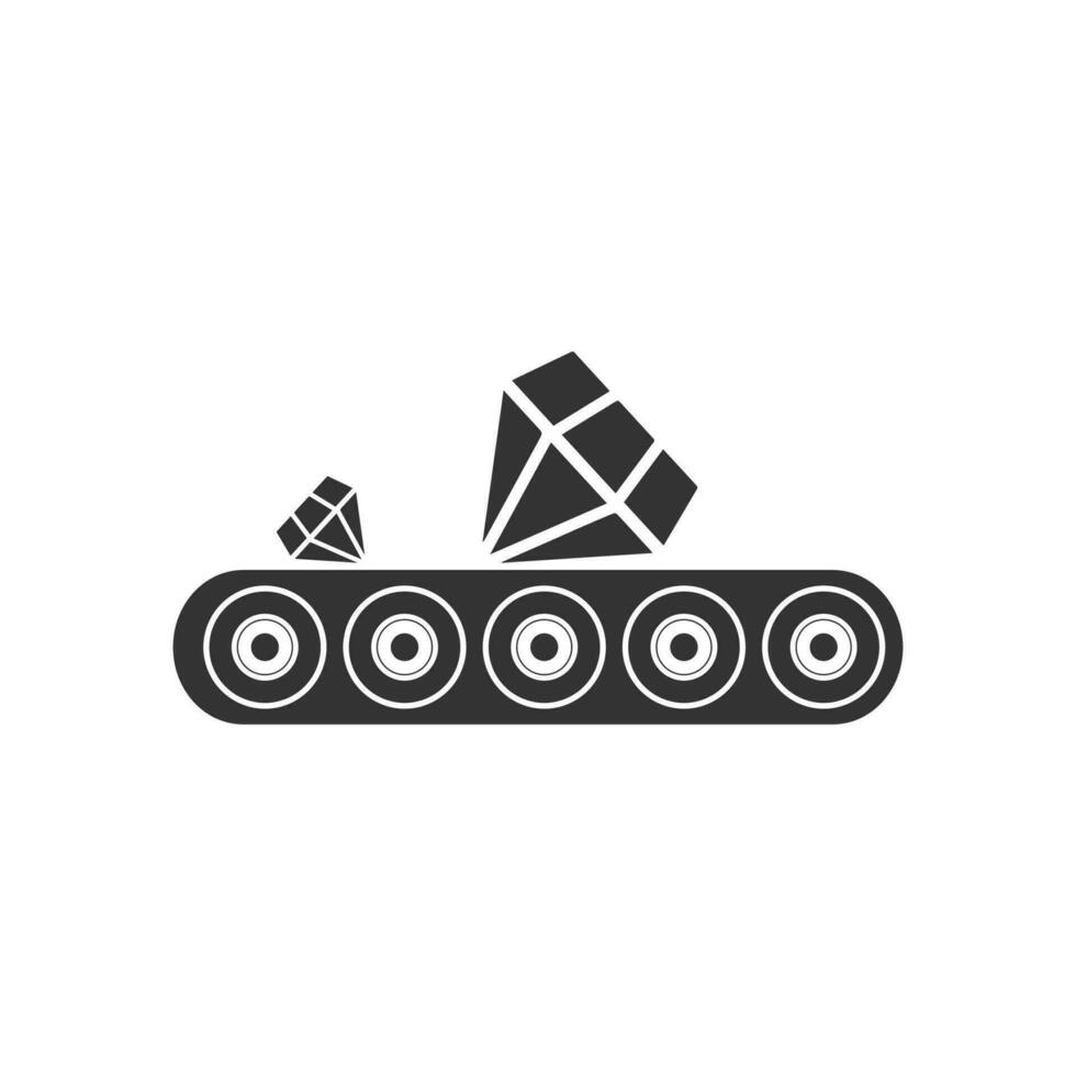 Vector illustration of diamond sorting machine icon in dark color and white background