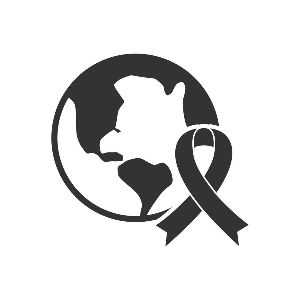Vector illustration of world HIV icon in dark color and white background