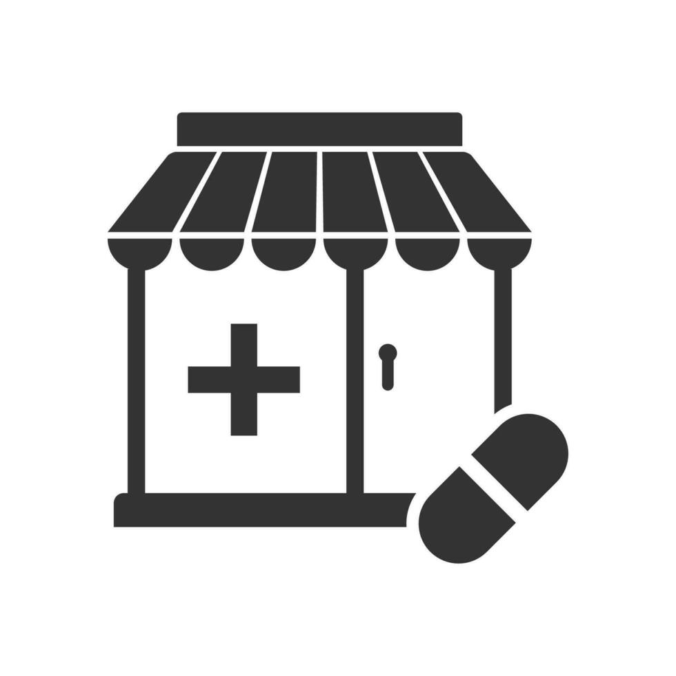 Vector illustration of pharmacy icon in dark color and white background