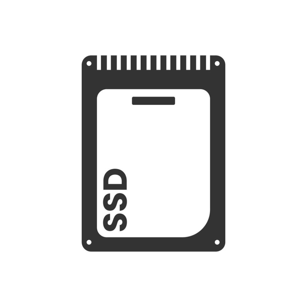 Vector illustration of SSD icon in dark color and white background