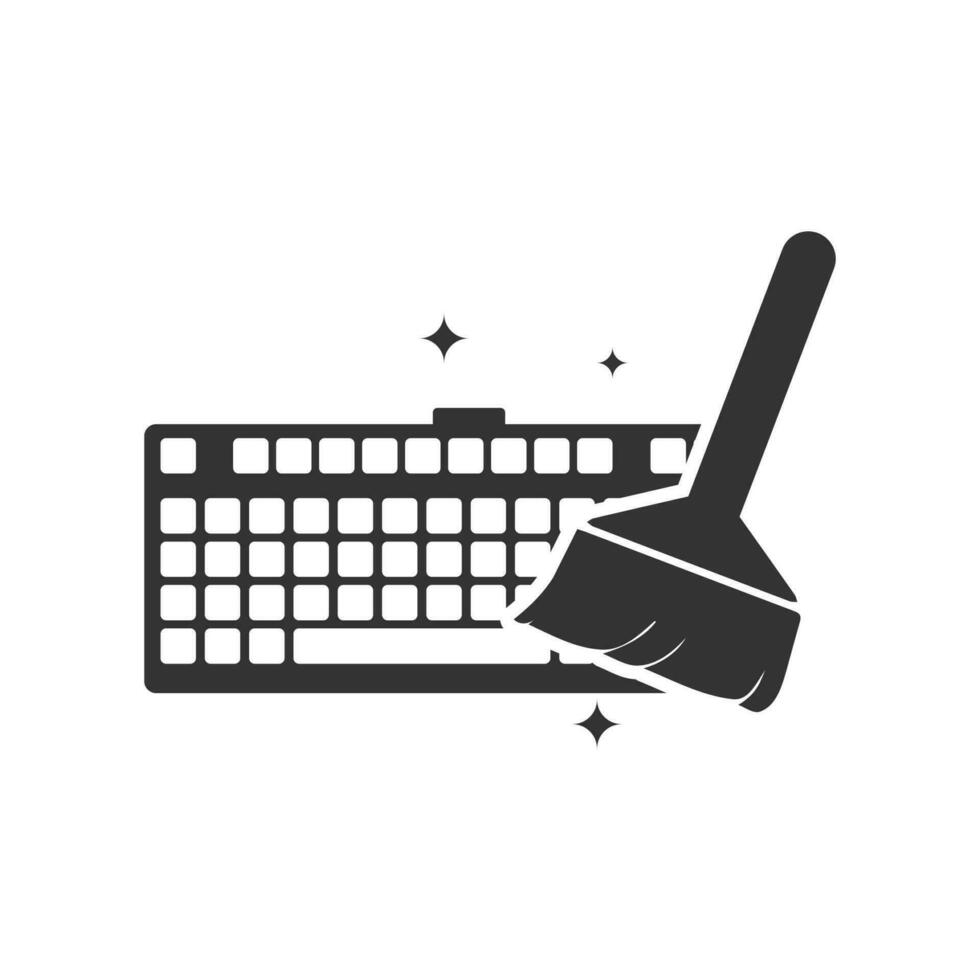 Vector illustration of cleaning the keyboard icon in dark color and white background
