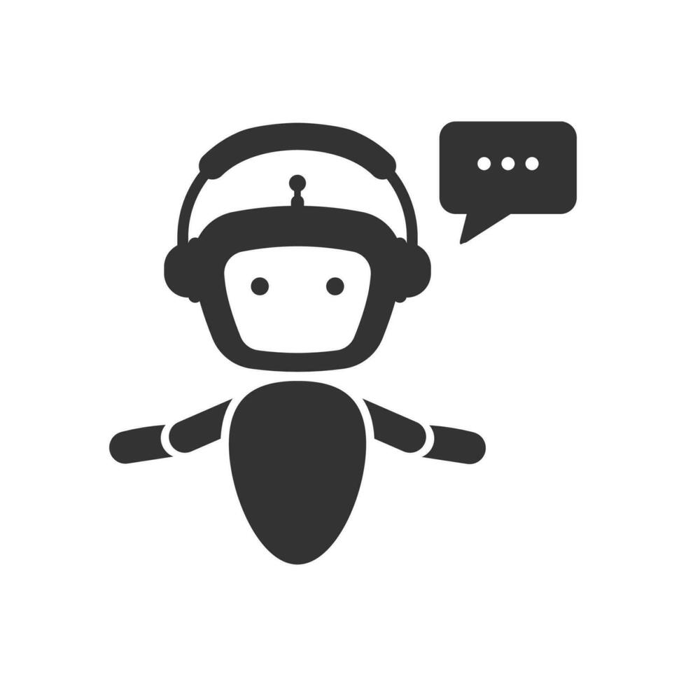 Vector illustration of customer service robots icon in dark color and white background