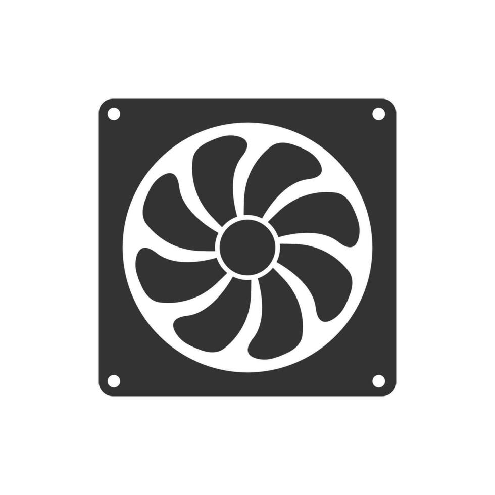 Vector illustration of computer fan icon in dark color and white background