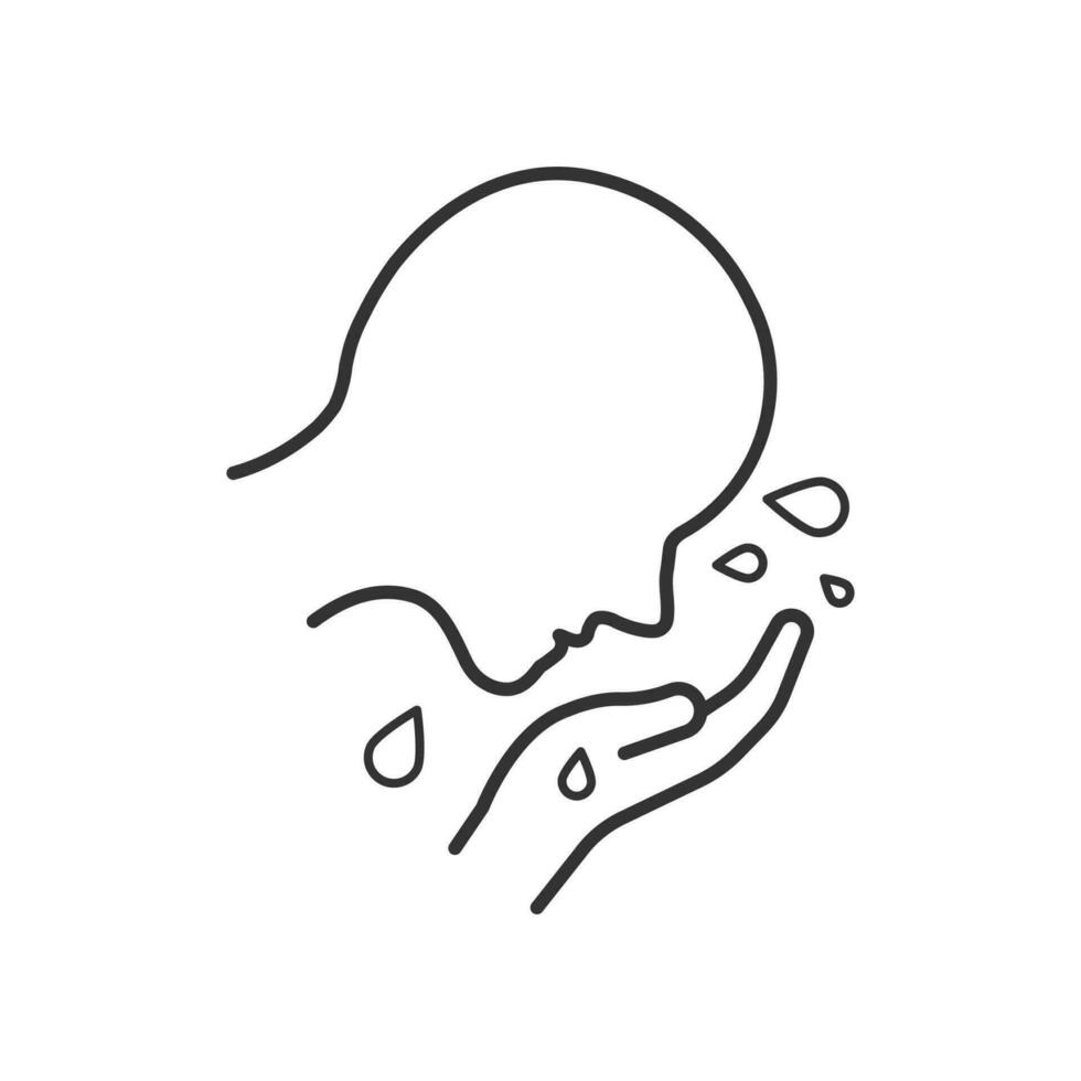 Vector illustration of washing face icon in dark color and white background