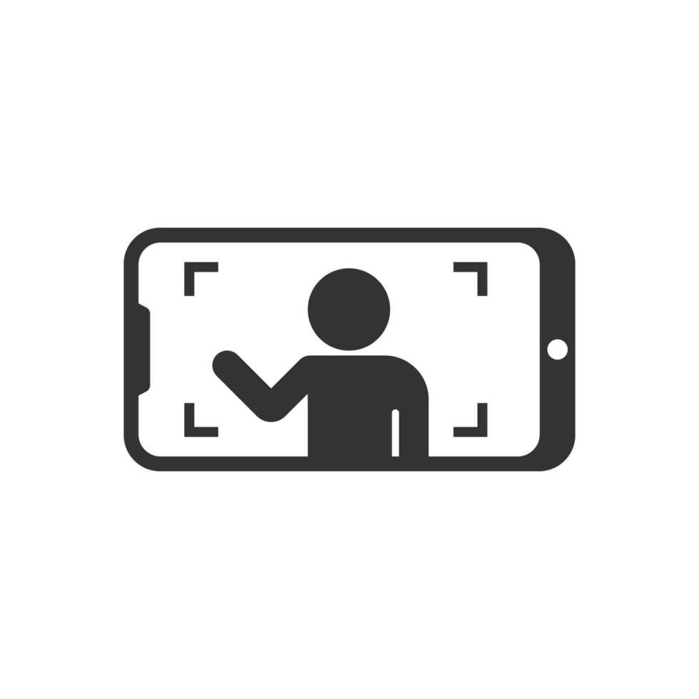 Vector illustration of smartphone recording icon in dark color and white background