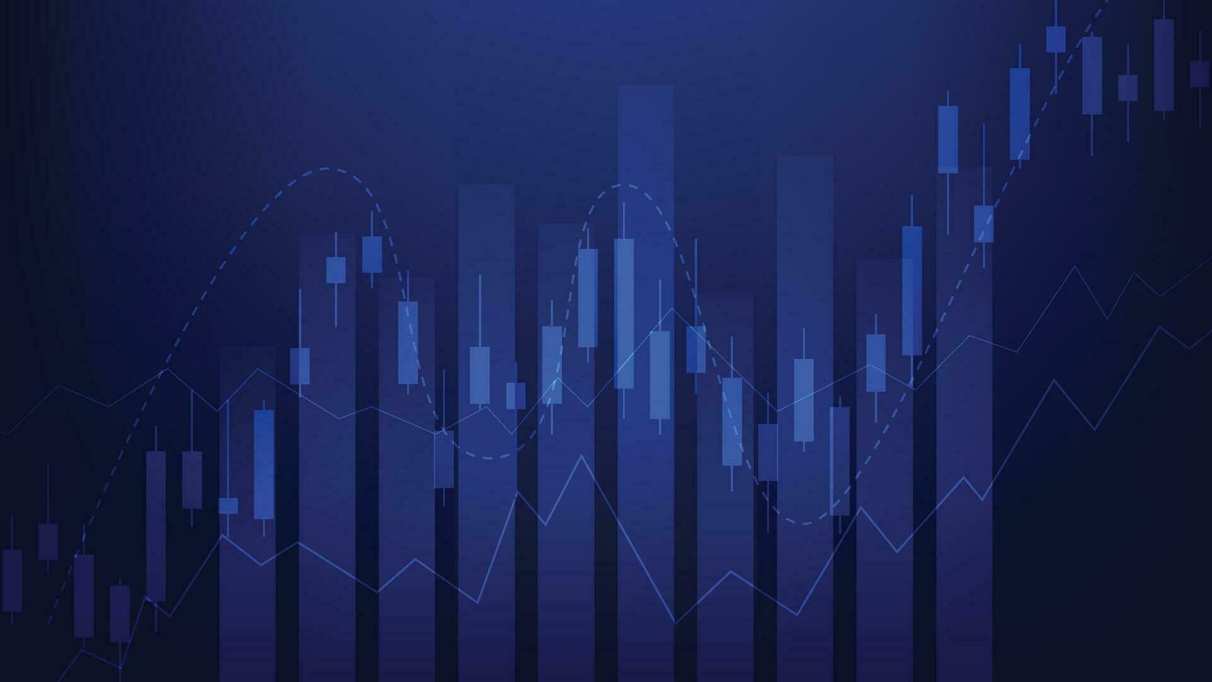 financiero negocio Estadísticas con bar grafico y candelero gráfico espectáculo valores mercado precio en oscuro antecedentes vector