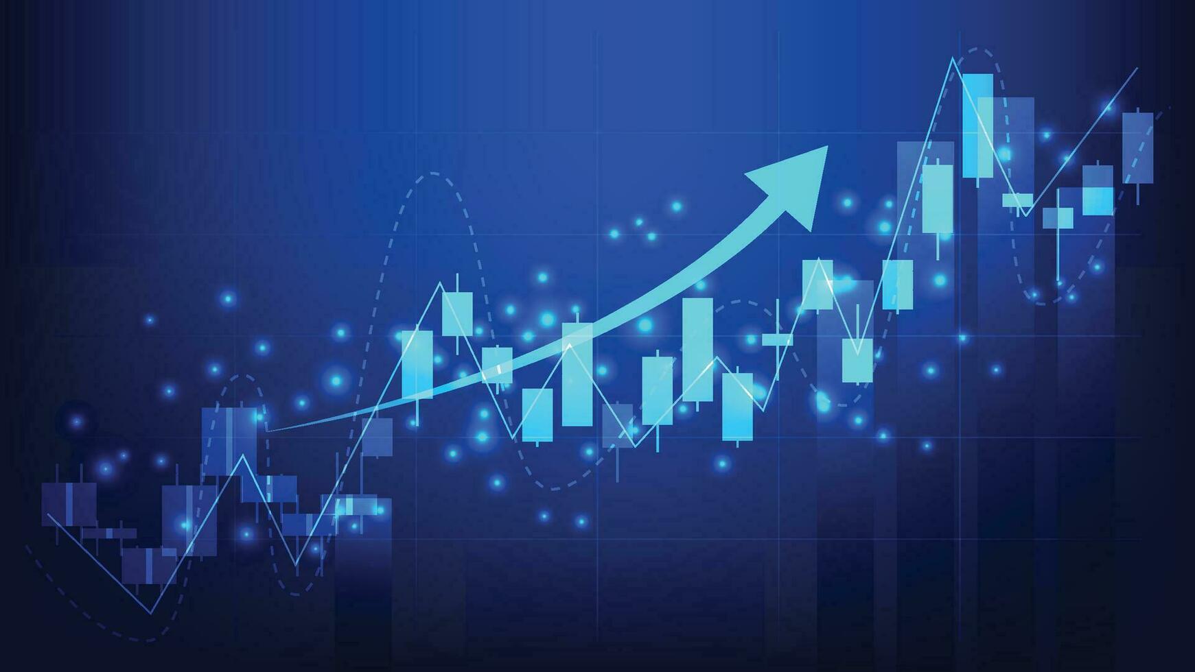 financiero negocio Estadísticas con bar grafico y candelero gráfico espectáculo valores mercado precio en oscuro antecedentes vector