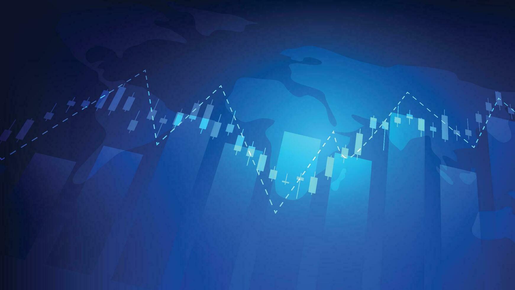 Financial business statistics with bar graph and candlestick chart show stock market price on dark background vector