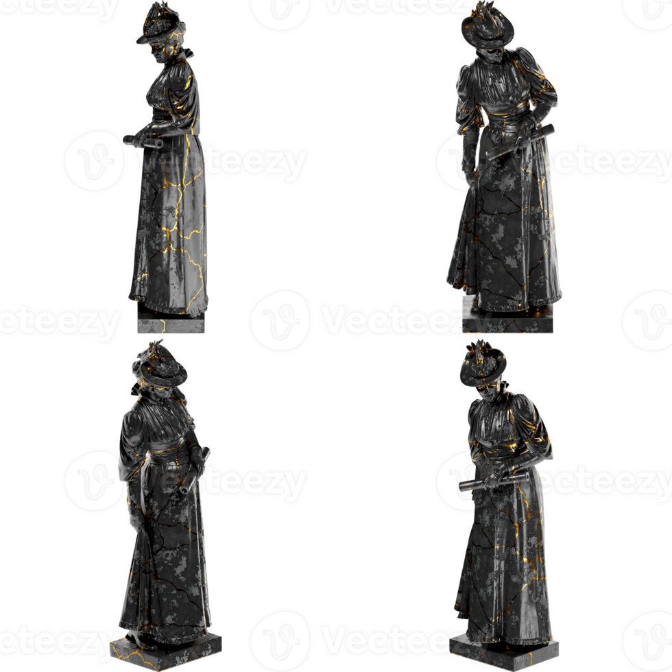 A Lady Emilie Marie Rovsing nee Raaschou Renaissance Portrait Bust in Black Marble and Gold png