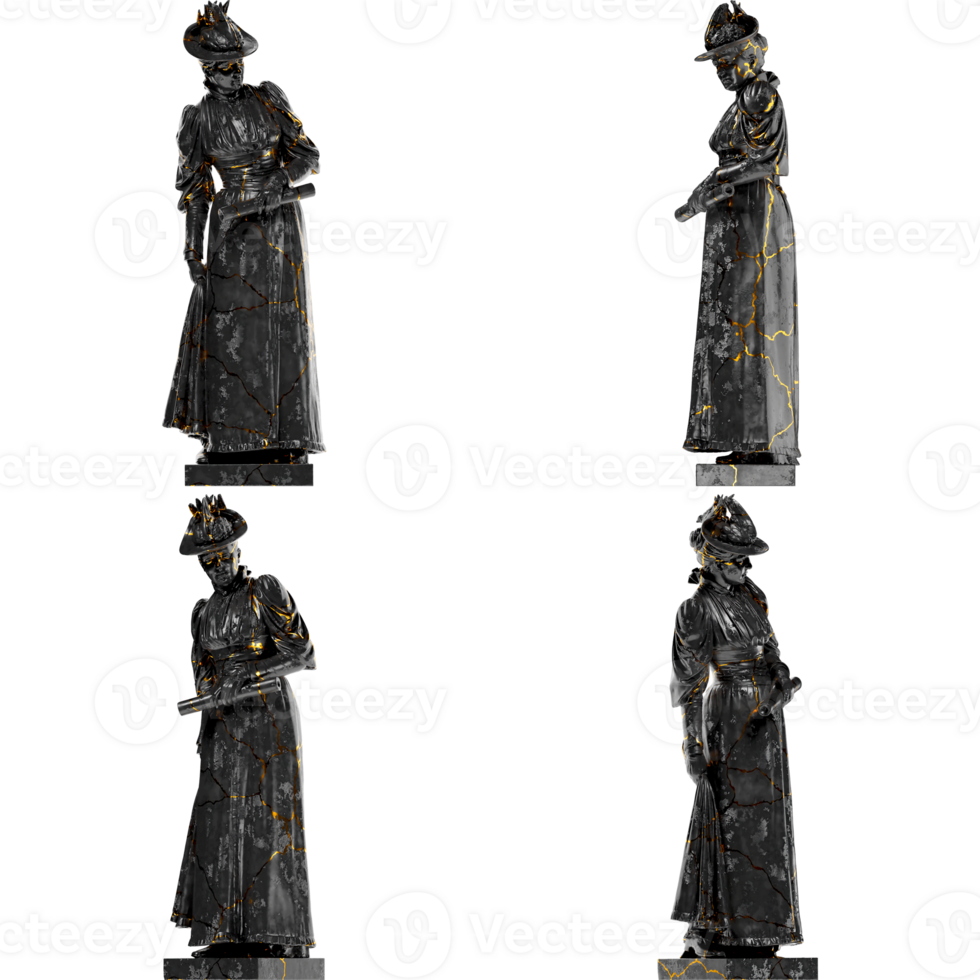 A Lady Emilie Marie Rovsing nee Raaschou Renaissance Portrait Bust in Black Marble and Gold png