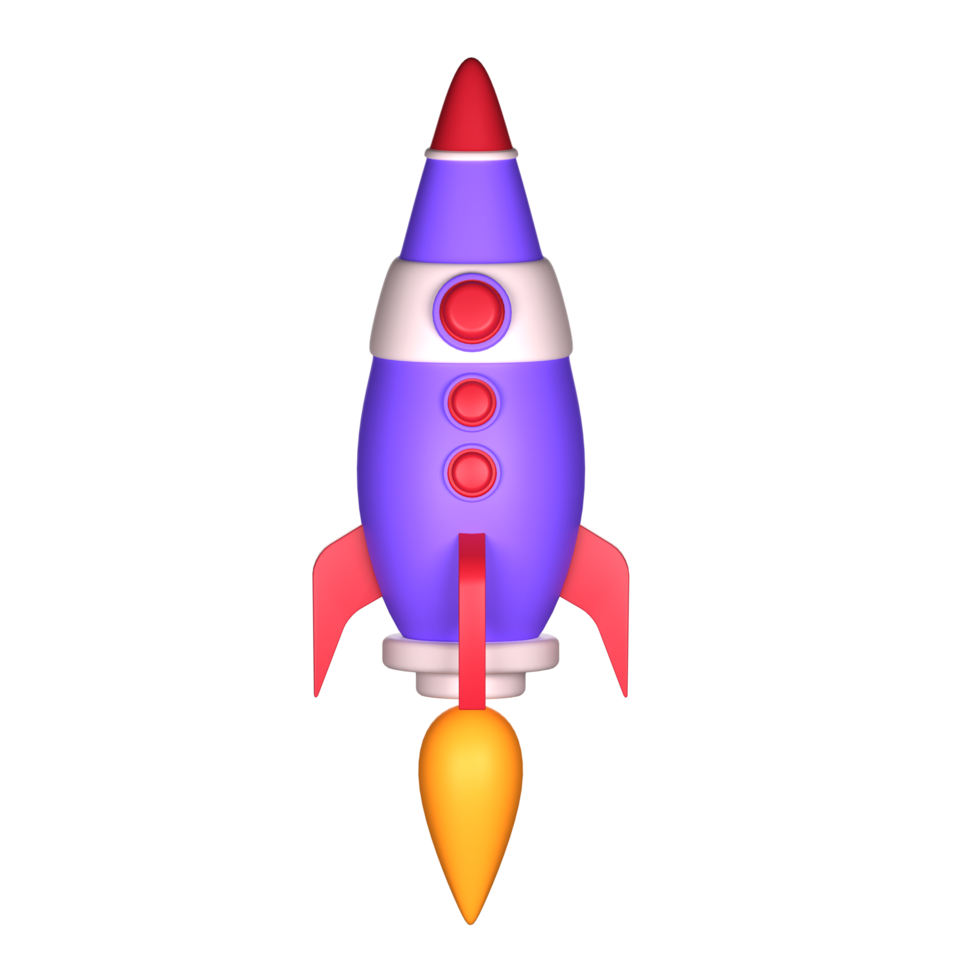 3d rendering of rocket launch icon png