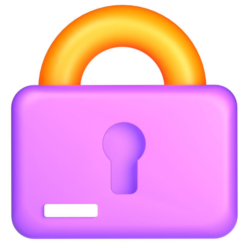 3d rendering of padlock icon png