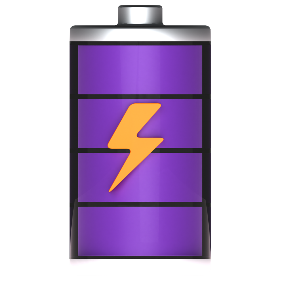 3d rendering of battery icon with full charge indicator png