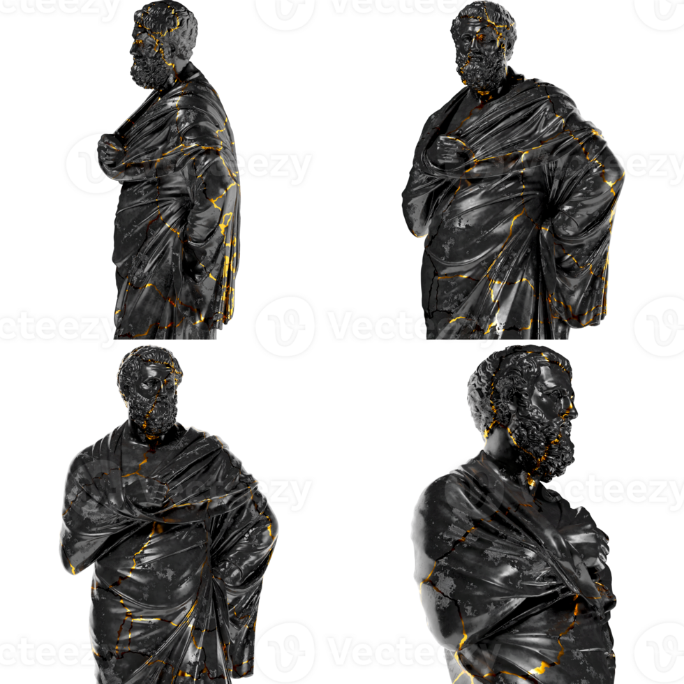 Sophocles - Renaissance Portrait Bust in Black Marble and Gold png