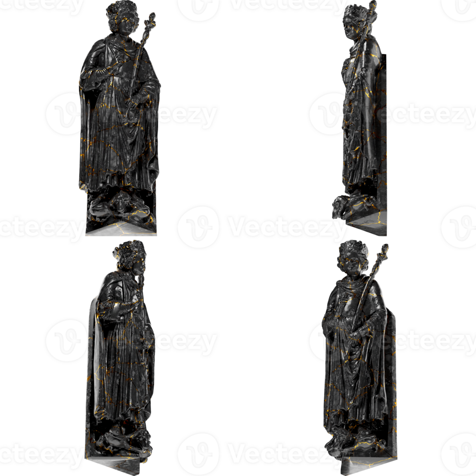 King Solomon - Renaissance Portrait Bust in Black Marble and Gold png