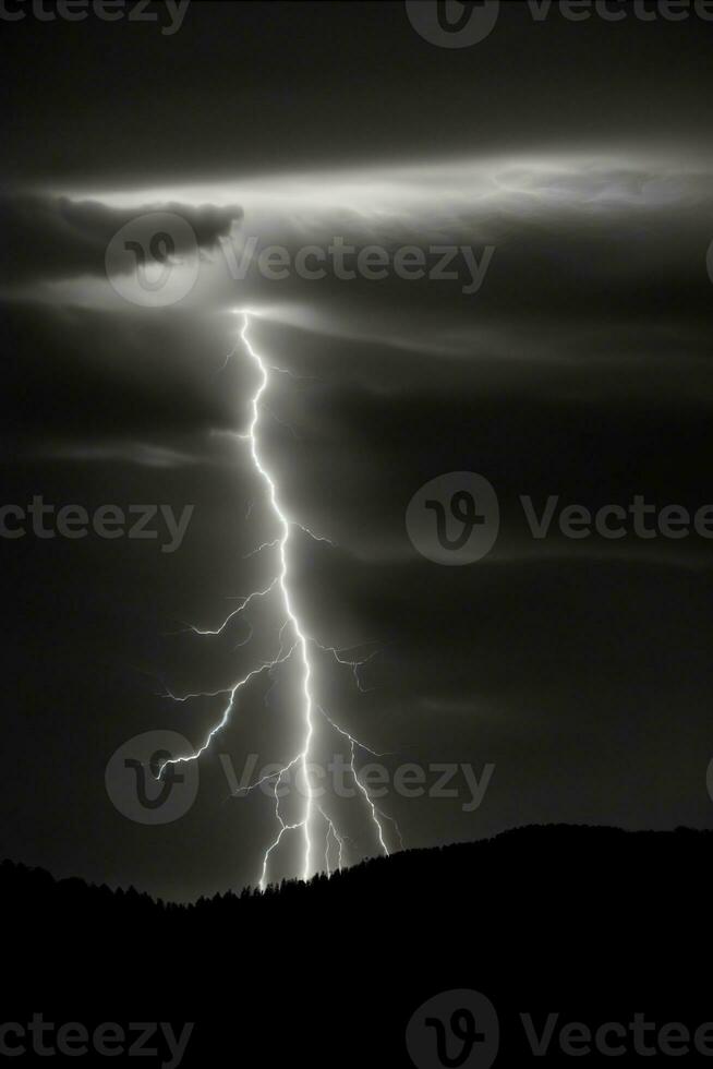 A Black And White Photo Of A Lightning Bolt. AI Generated