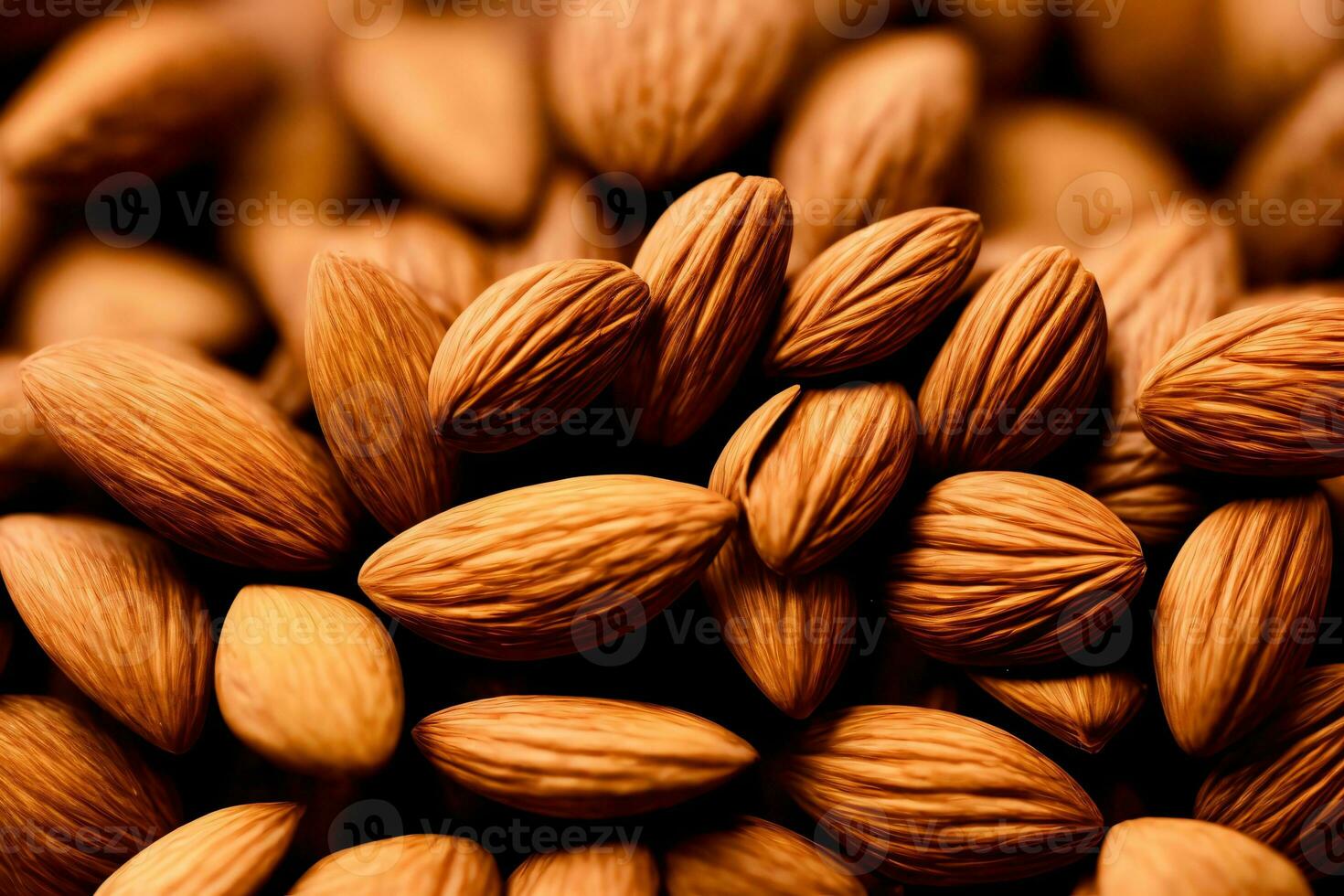 un pila de Almendras sentado en parte superior de cada otro. ai generado foto