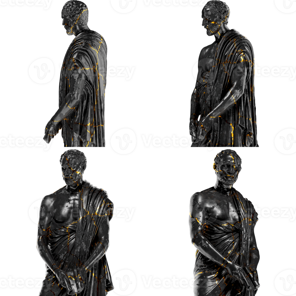 Portrait of Demosthenes - Renaissance Portrait Bust in Black Marble and Gold png
