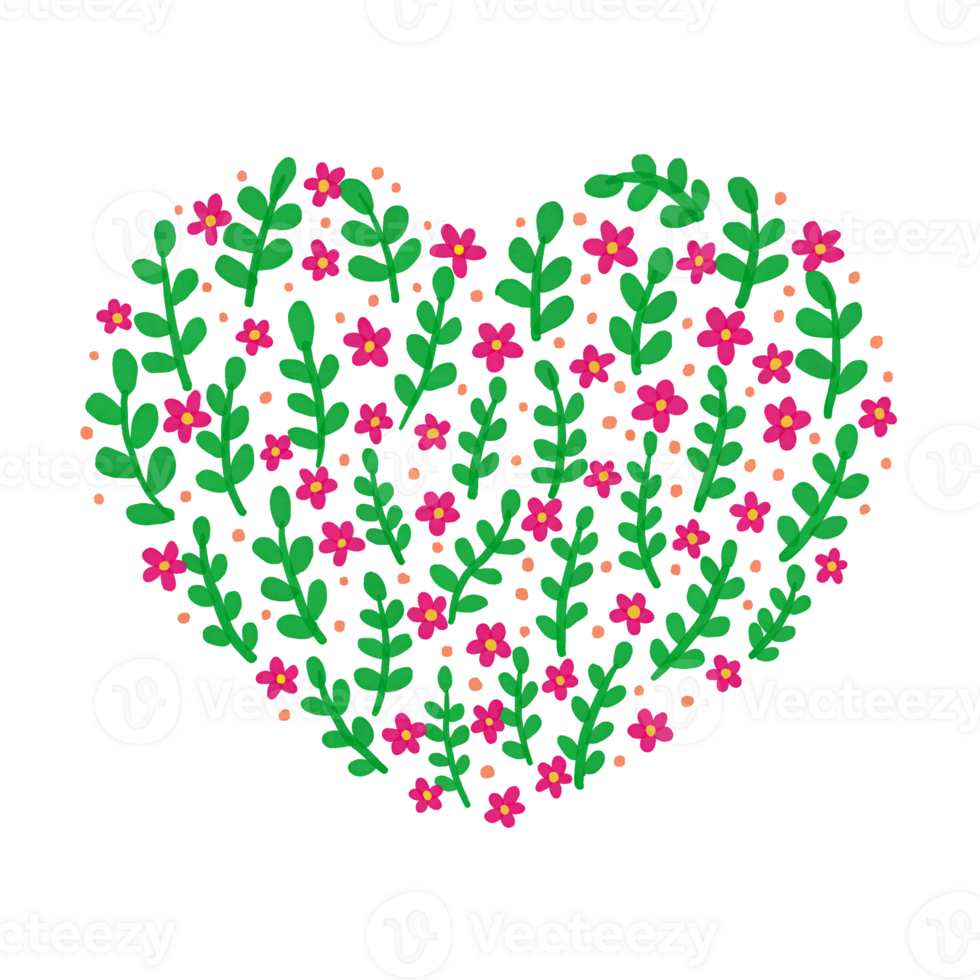 Gouache Floral Hearts png