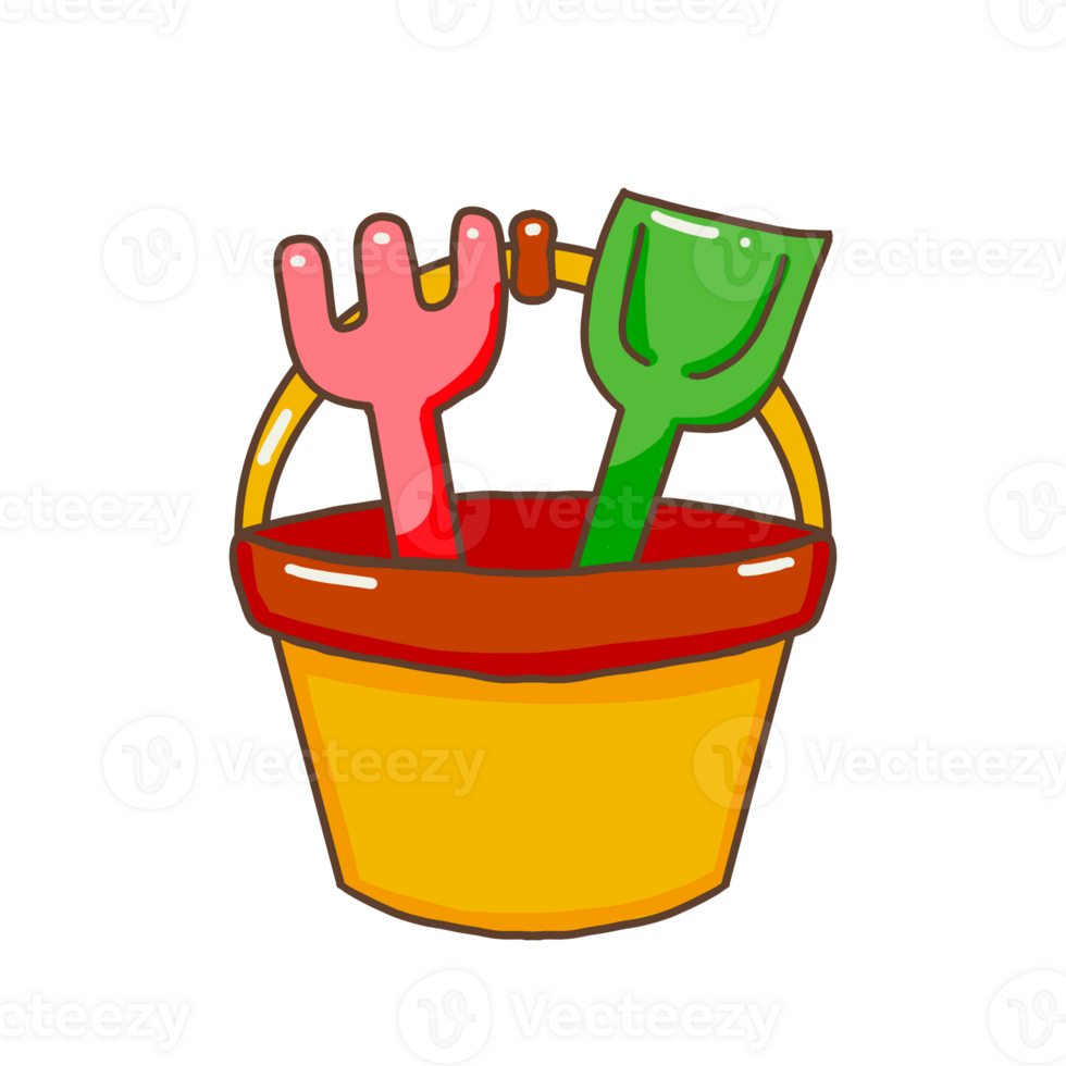Sand Toys Tools in Bucket png