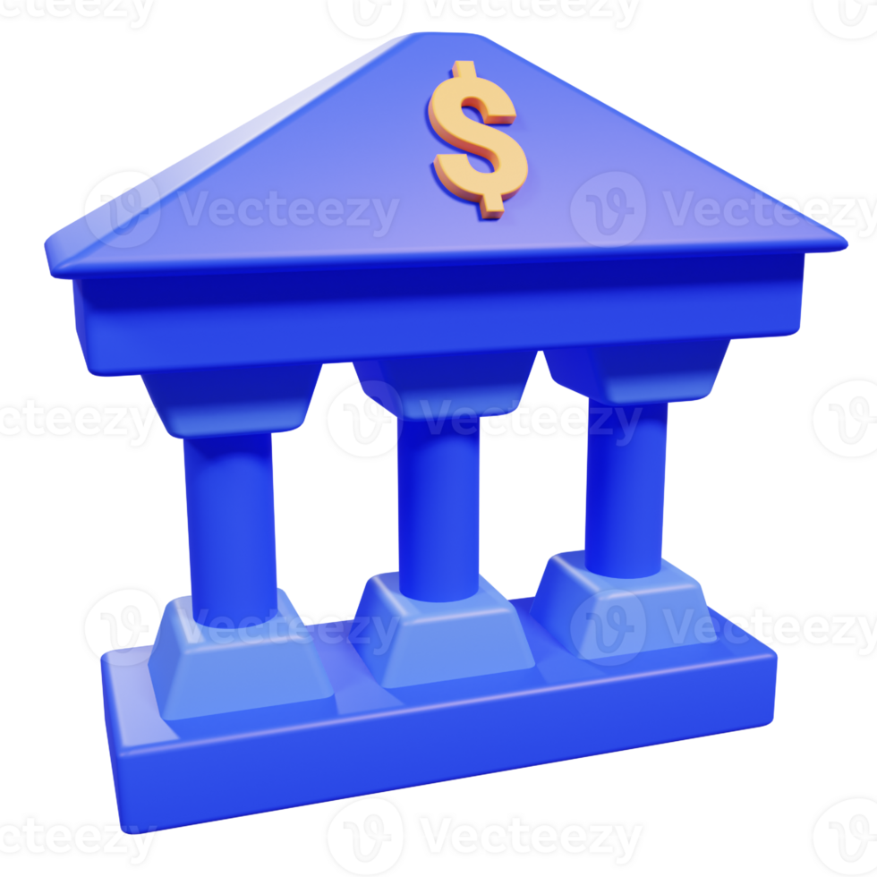 3d Bank Building Icon Illustration png
