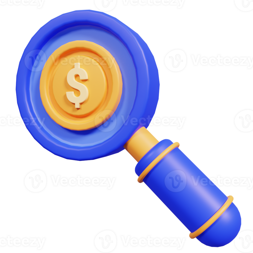 3d Search Money Icon Illustration png