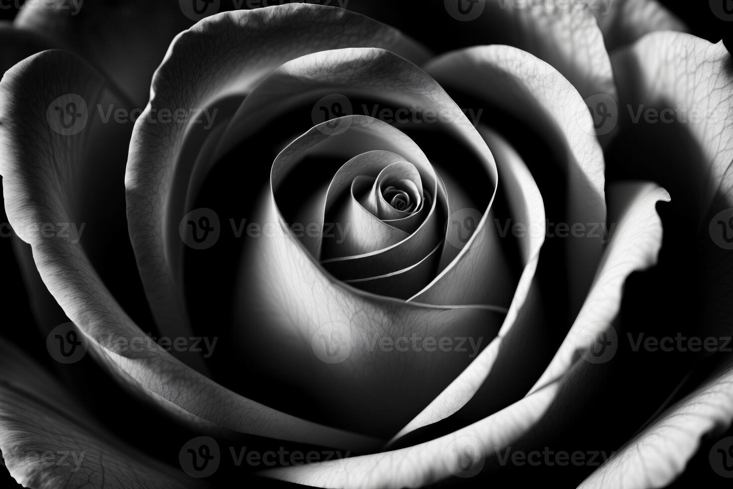 A Black And White Photo Of A Rose. AI Generated