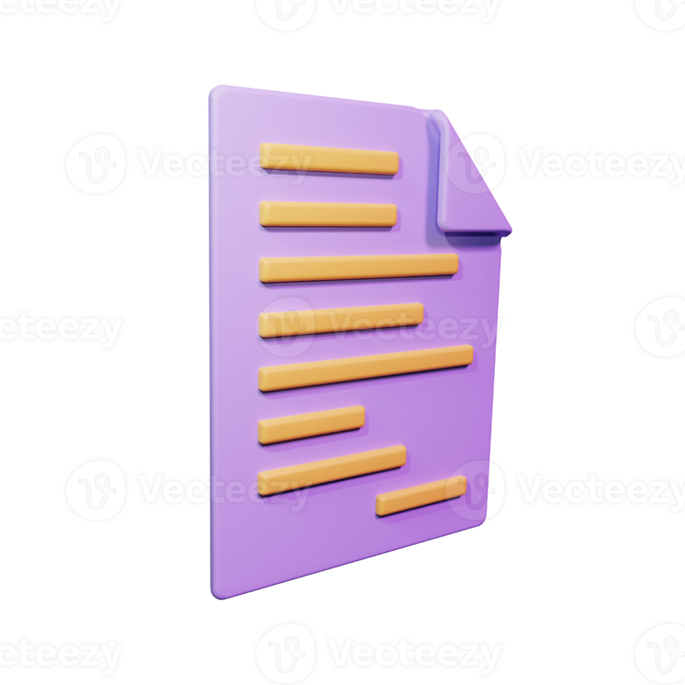 3d Render Document Icon Illustration png