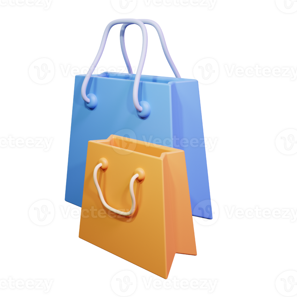 3d compras bolso icono ilustración png