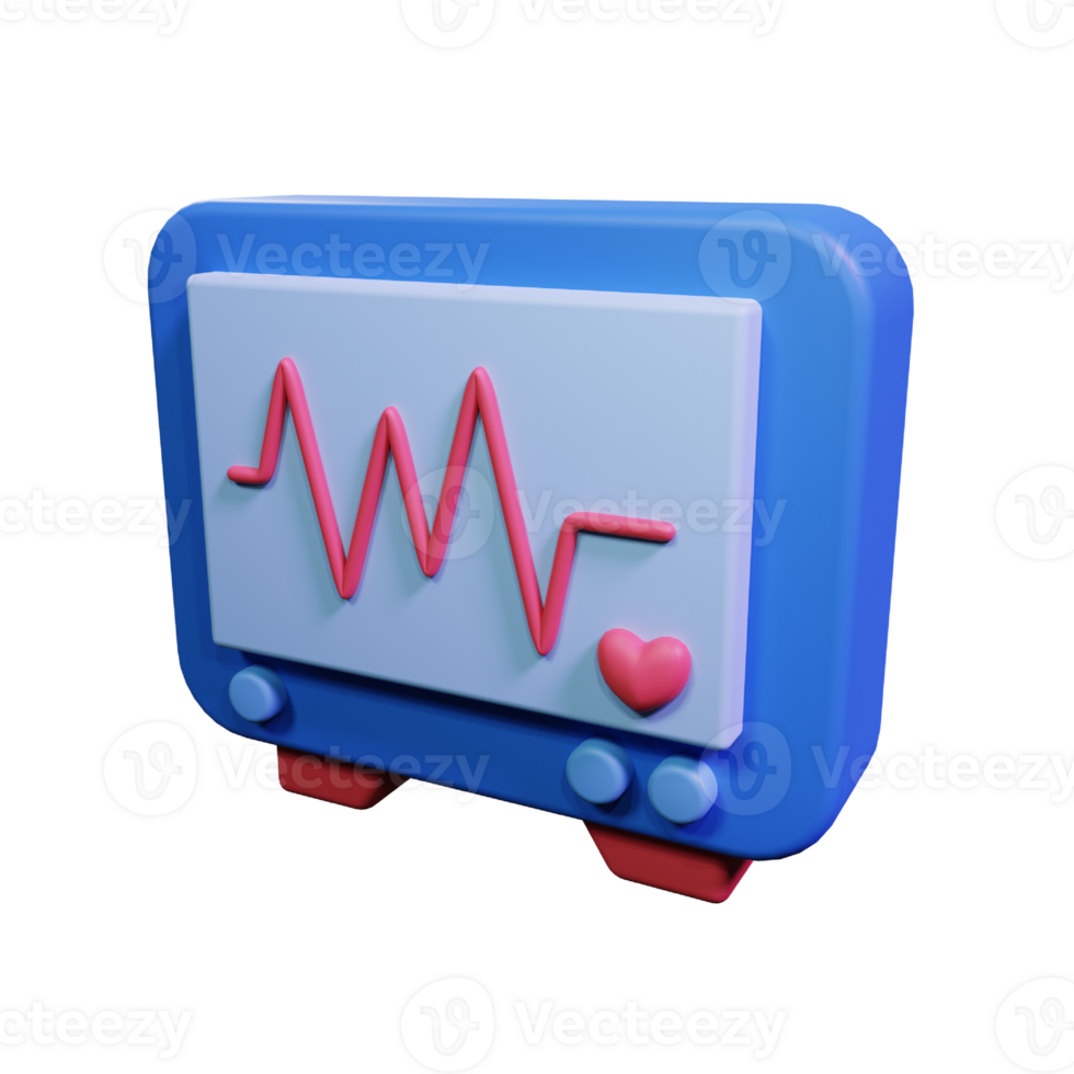 3d Render ECG Machine Icon Illustration png