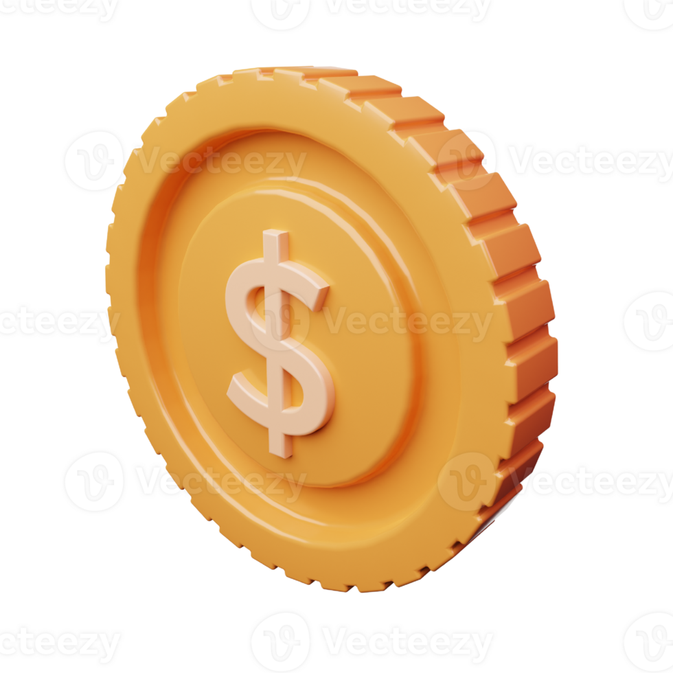 3d Render Dollar Coin Icon Illustration png