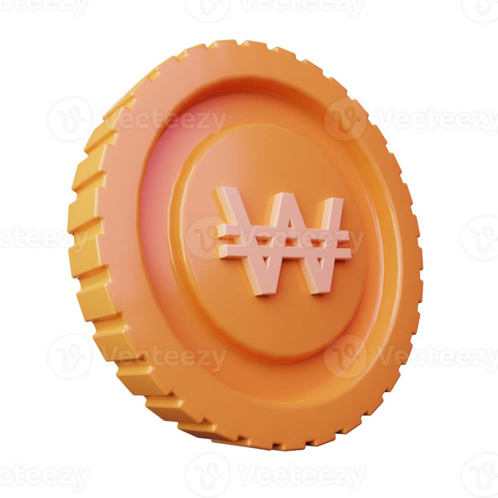 3d Render Won Coin Icon Illustration png