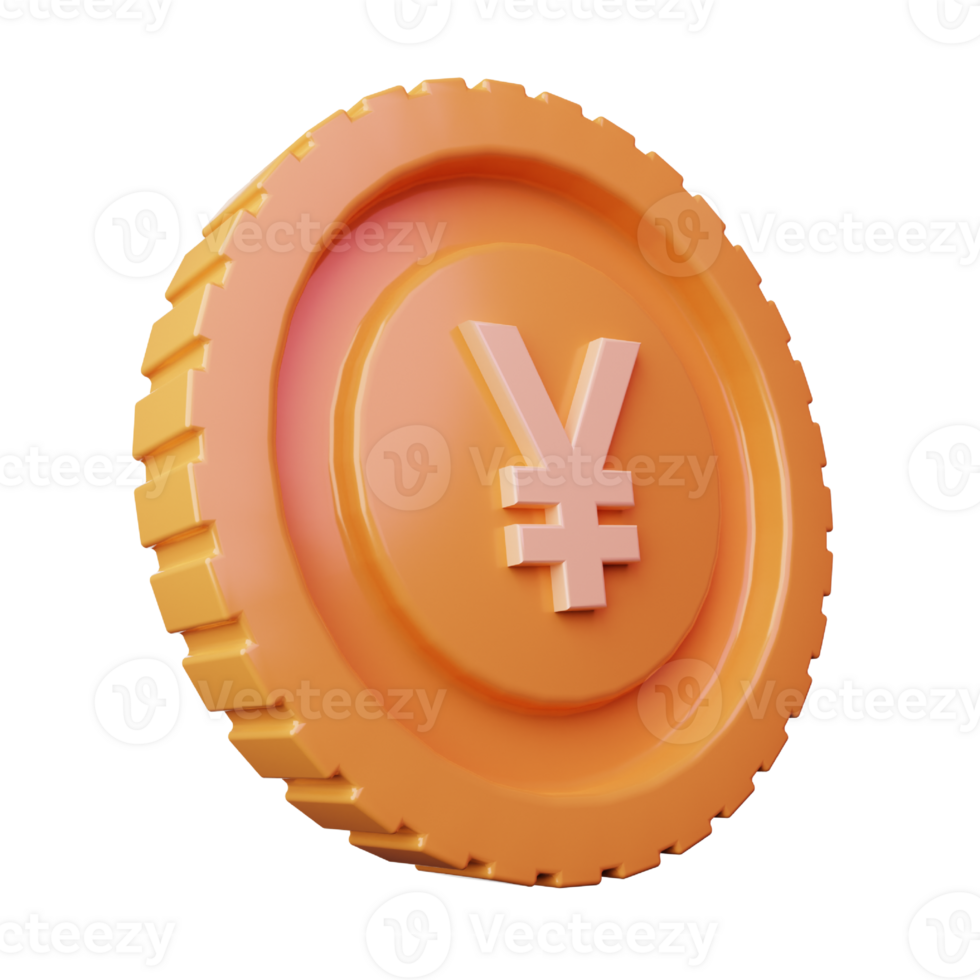 3d Render Yen Coin Icon Illustration png