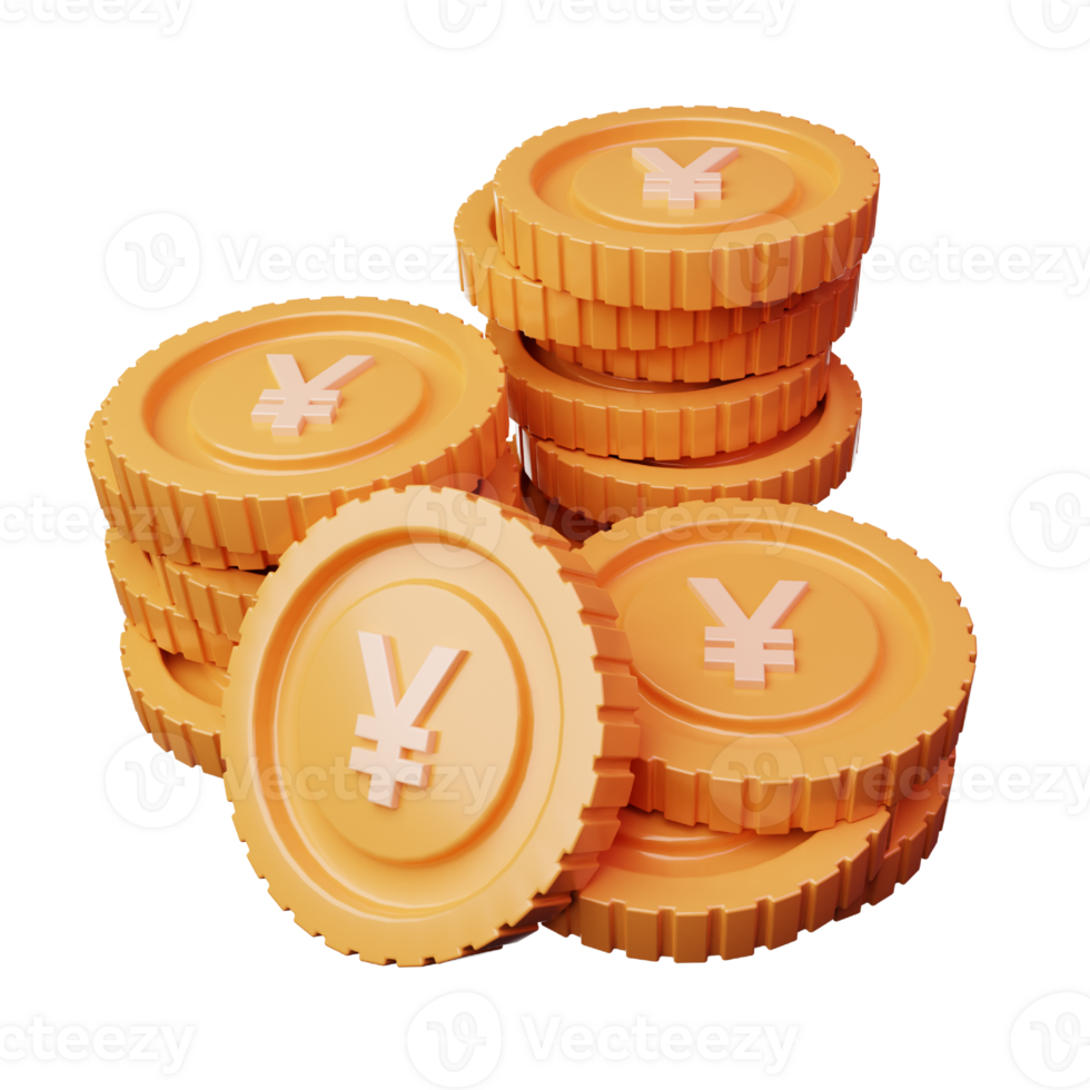 3d Render Yen Coins Icon Illustration png