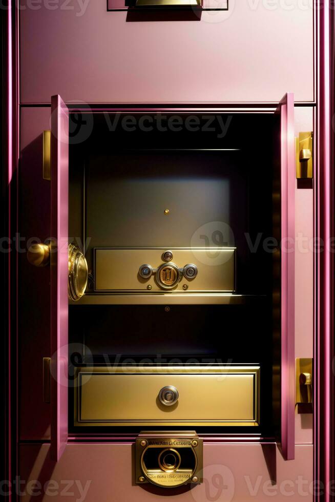 A Close Up Of A Pink Door With A Gold Handle. AI Generated photo