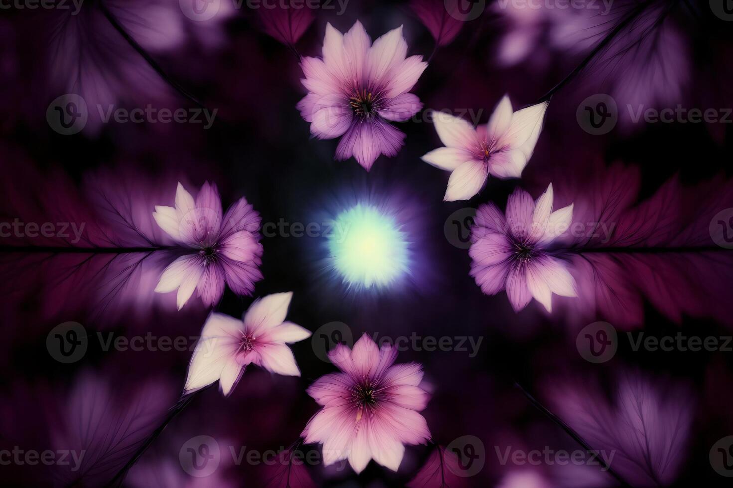 A Computer Generated Image Of Pink And White Flowers. photo