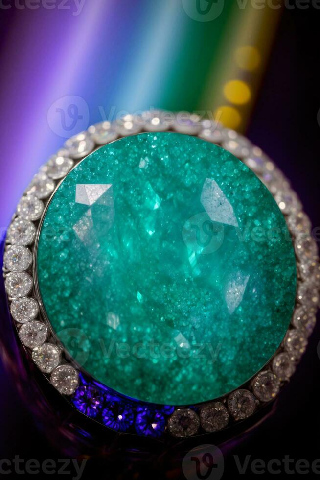 A Close Up Of A Ring With A Green Stone. AI Generated photo