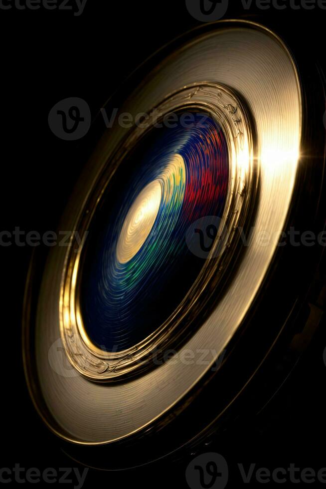 A Close Up Of A Camera Lens On A Black Background. AI Generated photo