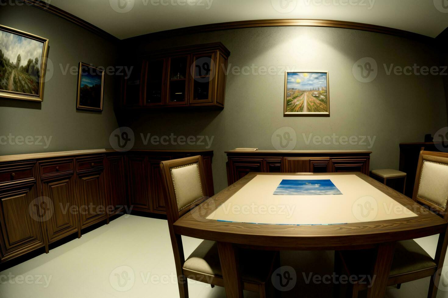 A Room With A Table And Chairs In It. AI Generated photo