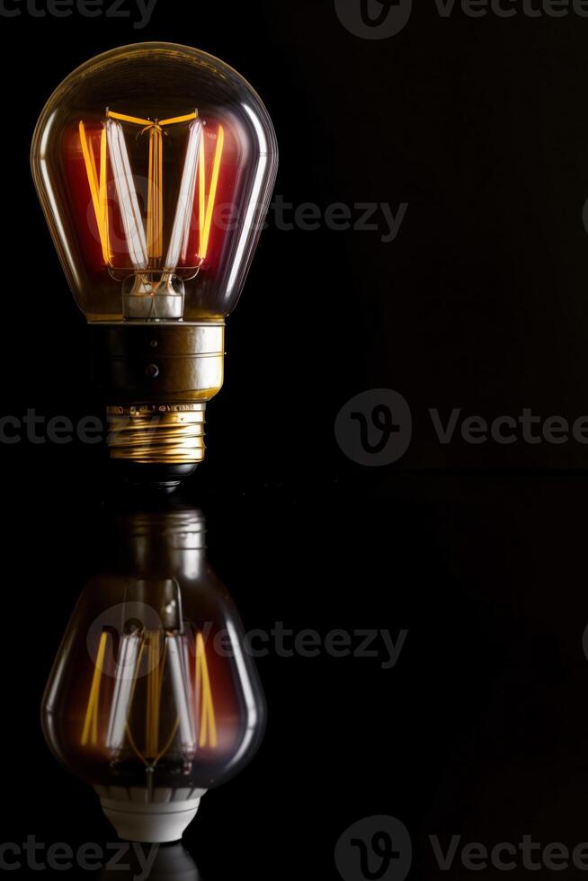 A Light Bulb Sitting On Top Of A Table. AI Generated photo