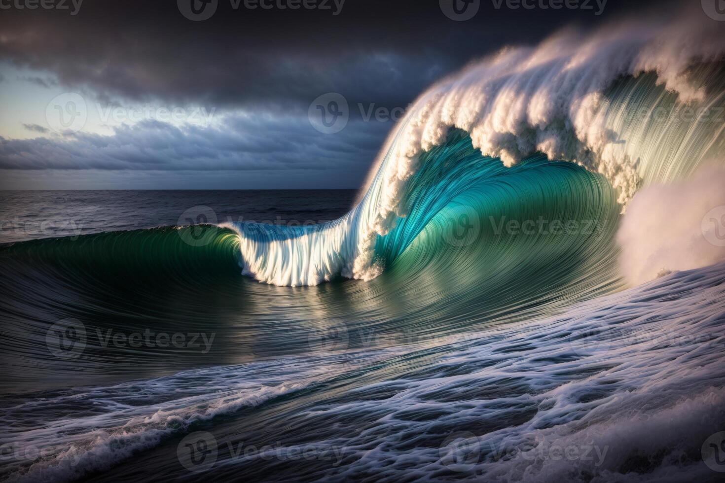 A Large Wave In The Middle Of The Ocean. AI Generated photo