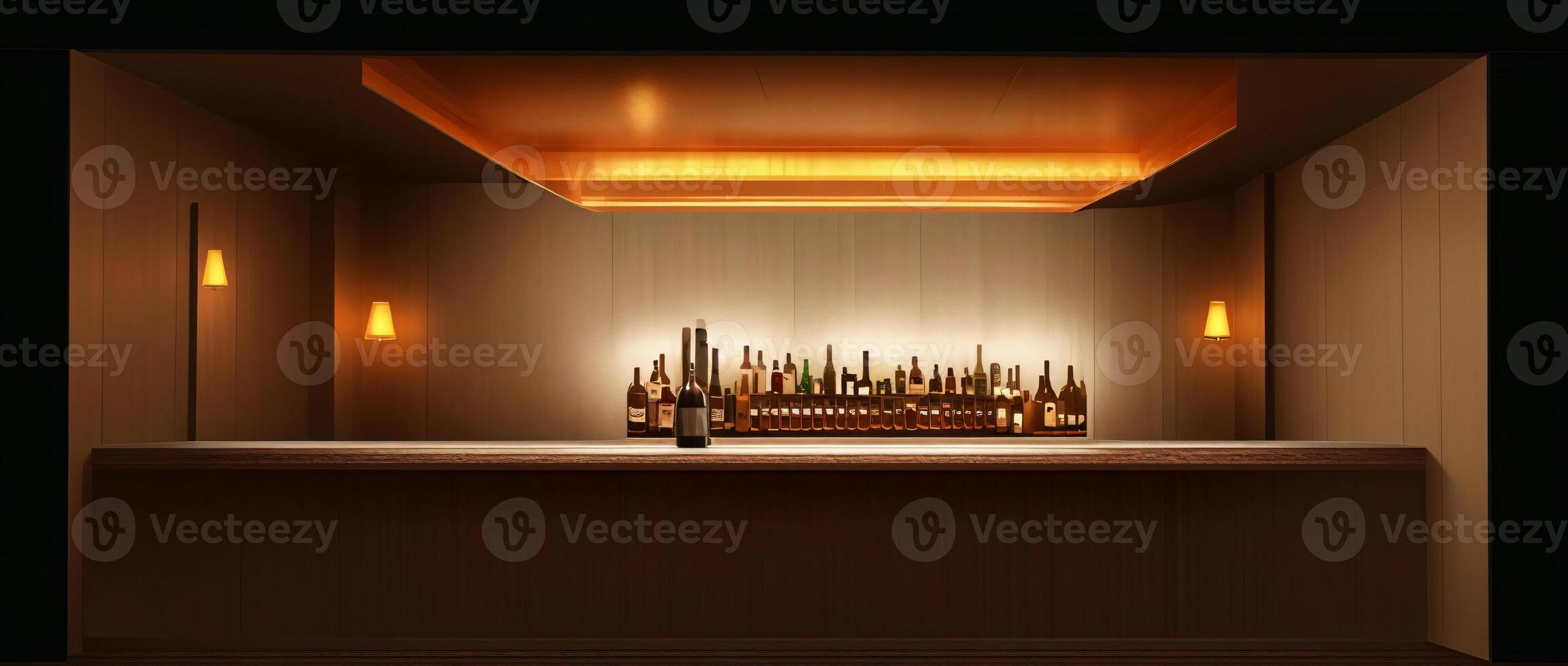 A Row Of Bottles Sitting On Top Of A Counter. photo