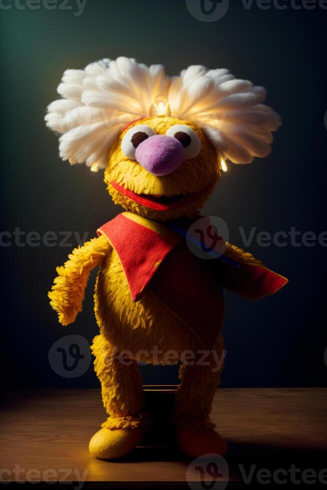 A Close Up Of A Stuffed Animal On A Table. photo