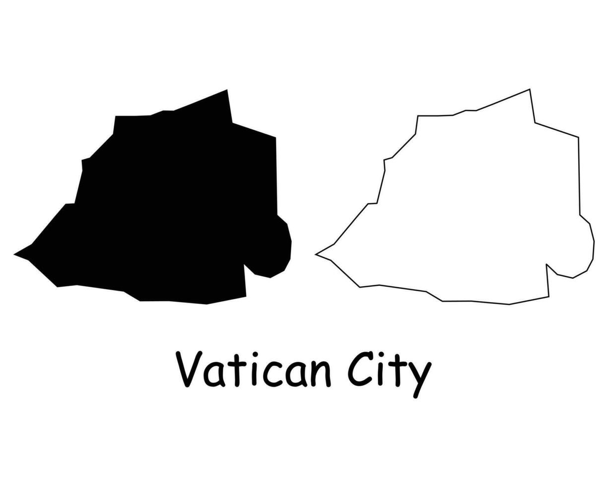 Vatican City Map. Holy See Black silhouette and outline map isolated on white background. Vatican City State Territory Border Boundary Line Icon Sign Symbol Clipart EPS Vector