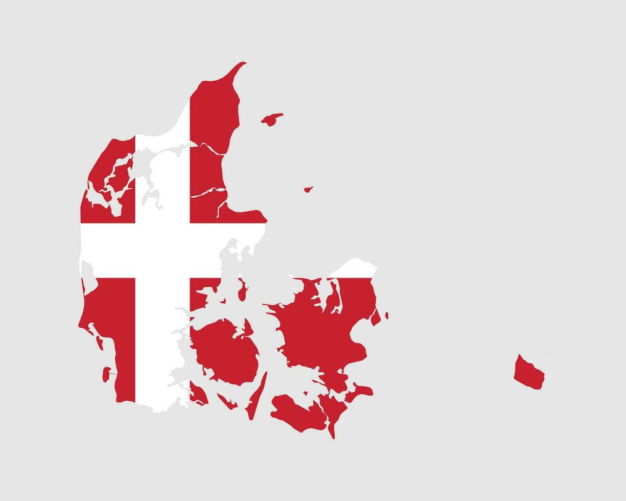 Denmark Map Flag. Danish Map with the Dane country banner. Vector Illustration.