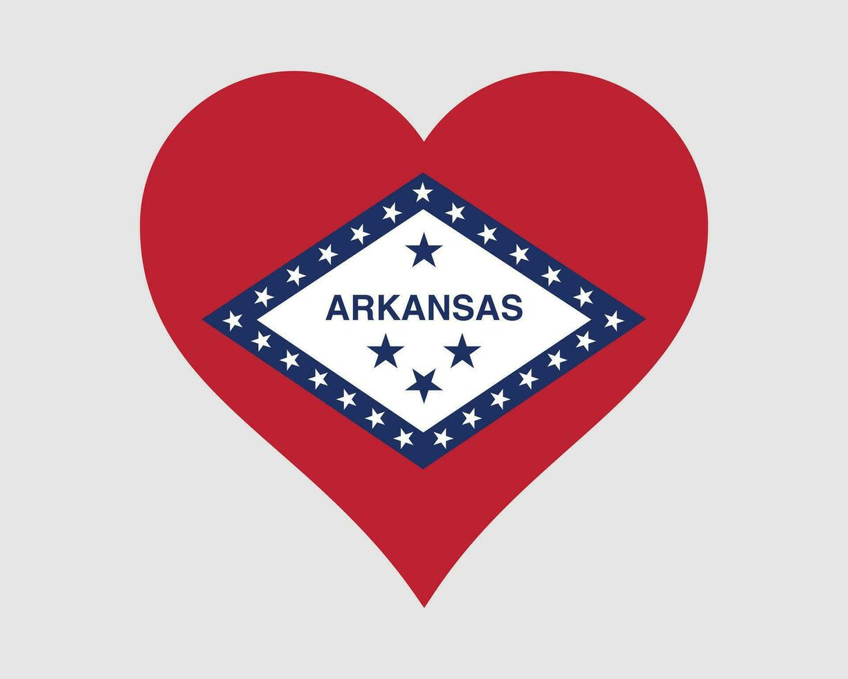 Arkansas Estados Unidos corazón bandera. Arkansas nosotros amor forma estado bandera. Arkansas unido estados de America bandera icono firmar símbolo clipart. eps vector ilustración.