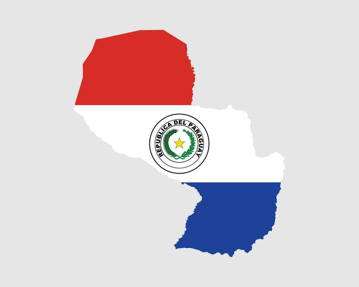 paraguay bandera mapa. mapa de el república de paraguay con el paraguayo país bandera. vector ilustración.
