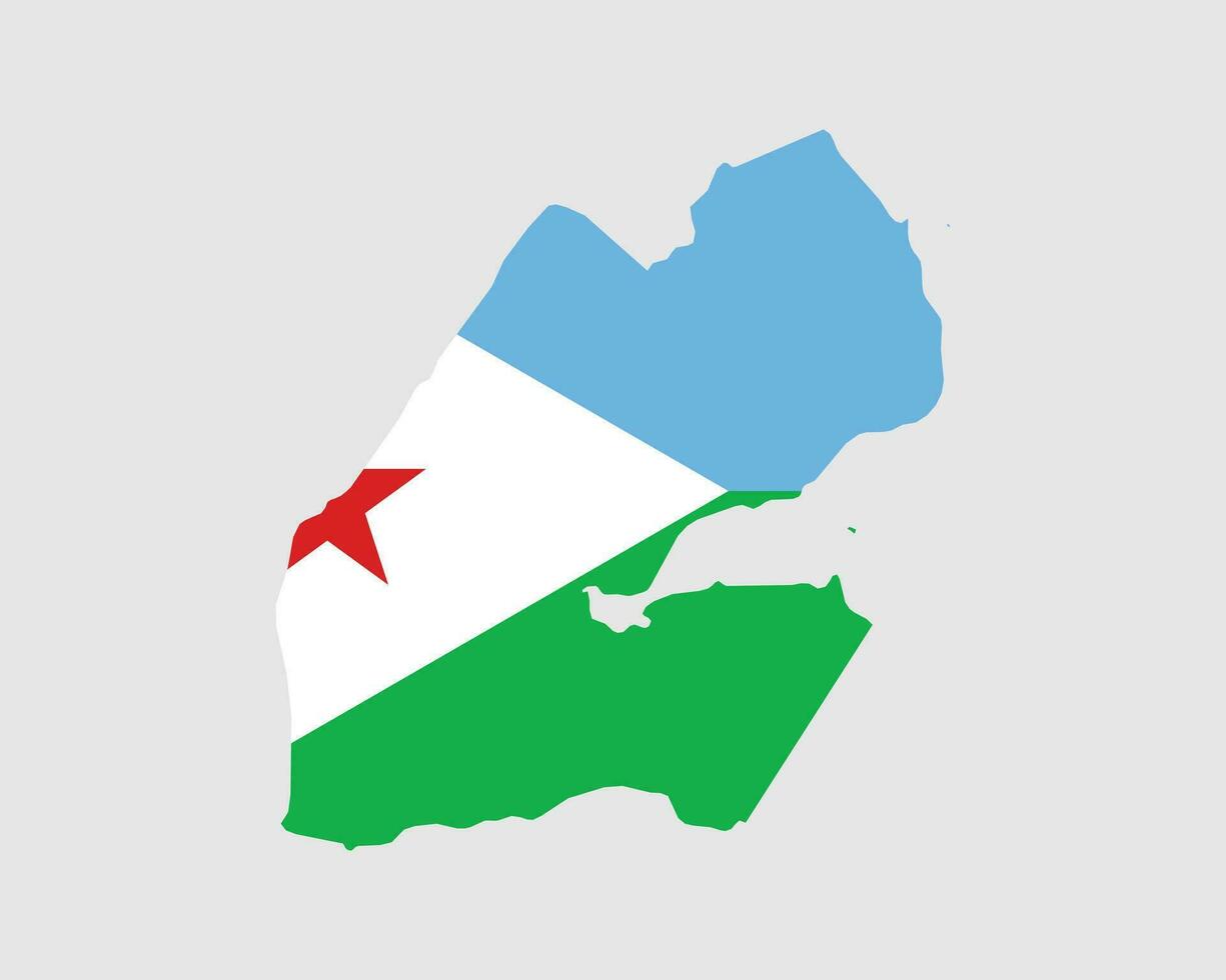 Djibouti Map Flag. Map of Djibouti with the Djiboutian country banner. Vector Illustration.
