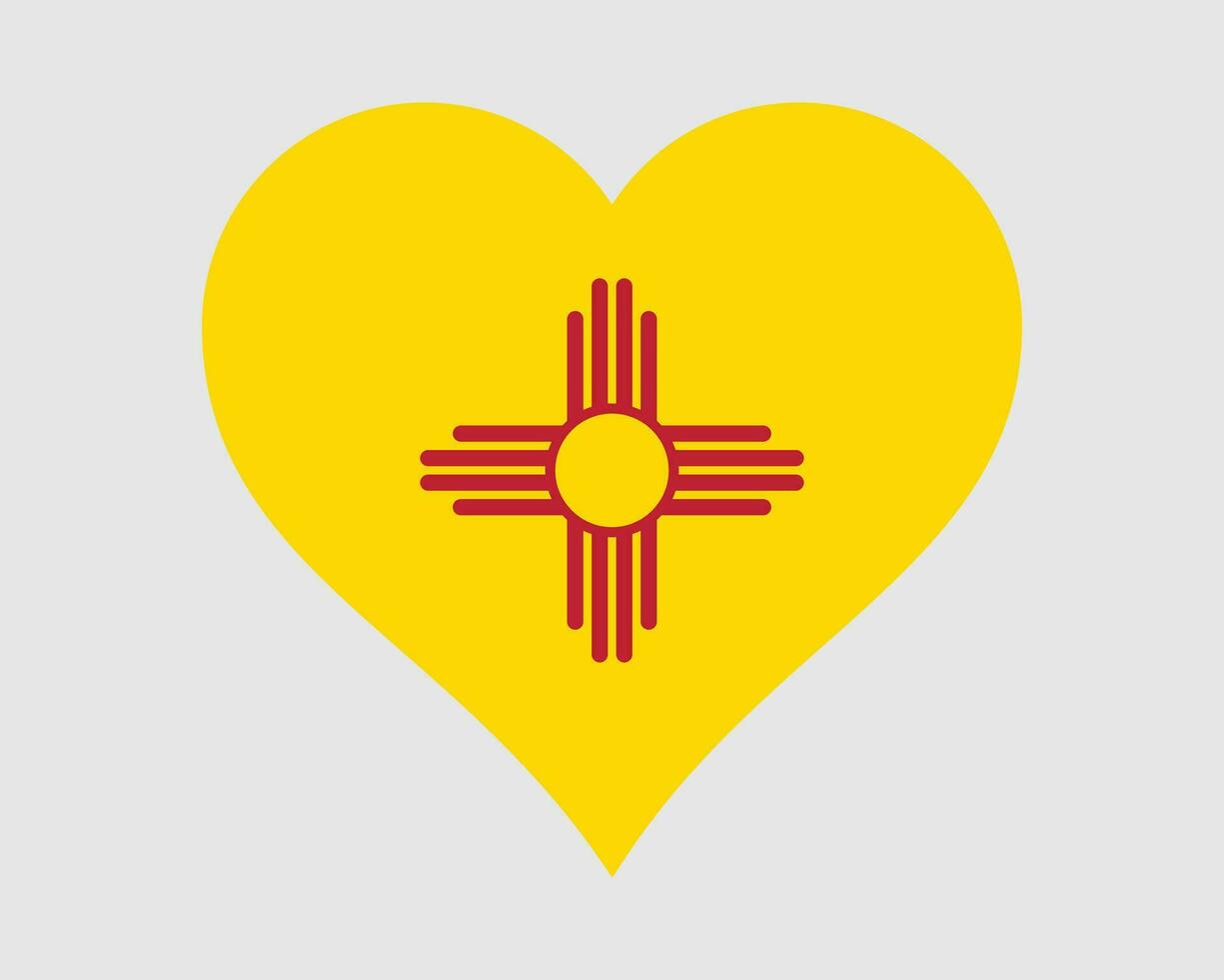 New Mexico USA Heart Flag. NM US Love Shape State Flag. New Mexican United States of America Banner Icon Sign Symbol Clipart. EPS Vector Illustration.