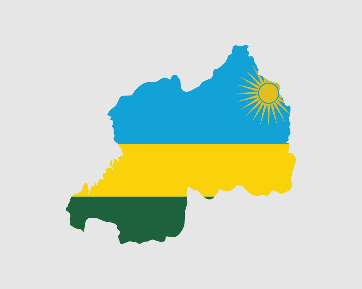 Rwanda Flag Map. Map of the Republic of Rwanda with the Rwandan country banner. Vector Illustration.